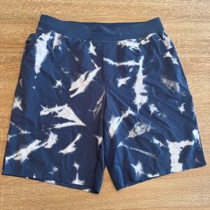 LULULEMON T.H.E. Linerless Short 9" Indigo Ice Print Blue Multi Men’s Large